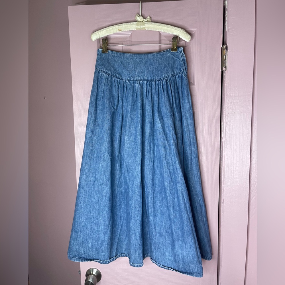 Vintage Calvin Klein High-Waisted Jean Midi Skirt